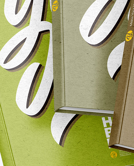 Three Kraft Paper Hardcover Books Mockup PSD #2