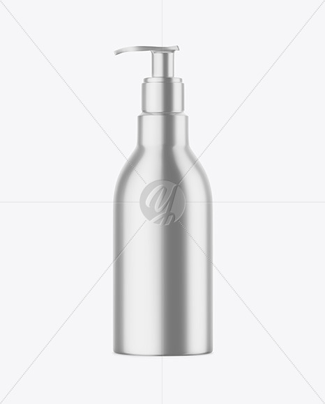 Glossy Metallic Bottle with Pump Mockup PSD #3