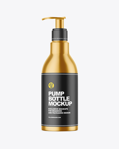 Glossy Metallic Bottle with Pump Mockup PSD #2