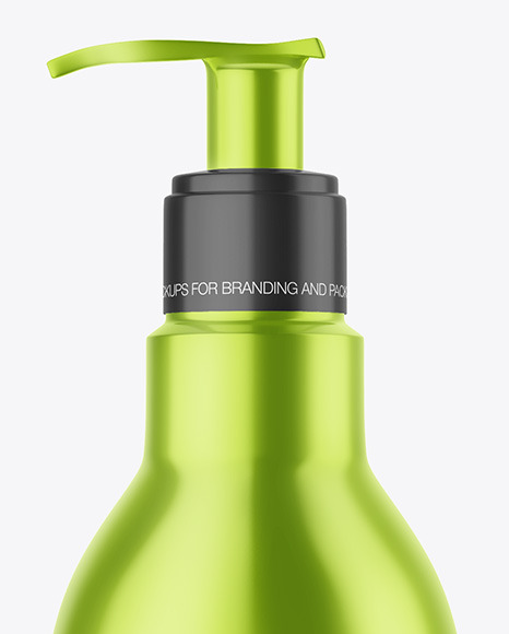 Glossy Metallic Bottle with Pump Mockup PSD #1