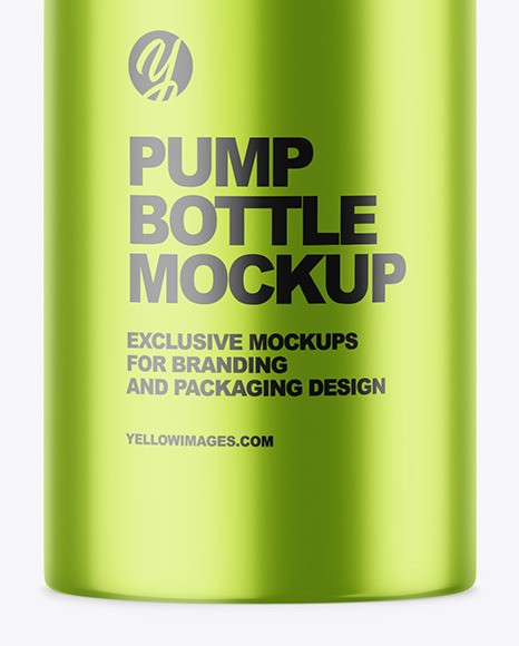 Glossy Metallic Bottle with Pump Mockup PSD #6