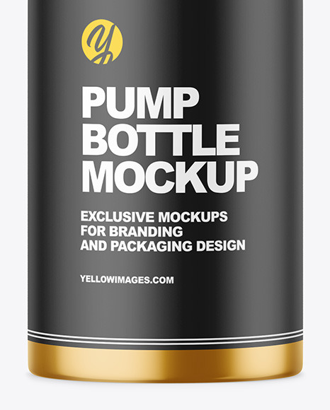 Glossy Metallic Bottle with Pump Mockup PSD #7