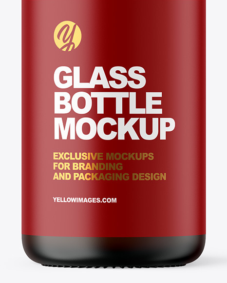 Frosted Amber Glass Cosmetic Bottle with Pump Mockup Frosted Amber Glass Cosmetic Bottle with Pump Mockup