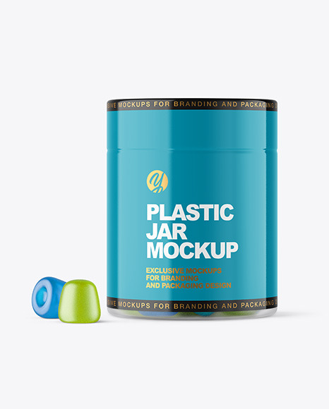 Frosted Plastic Jar with Gummies Mockup Frosted Plastic Jar with Gummies Mockup