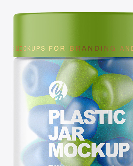Frosted Plastic Jar with Gummies Mockup Frosted Plastic Jar with Gummies Mockup
