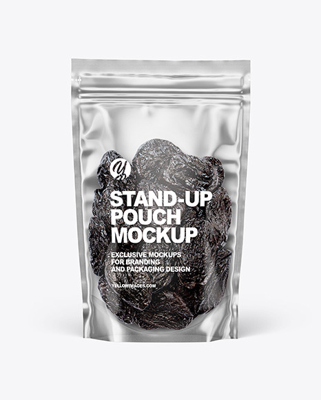 Clear Plastic Pouch w/ Dried Prunes Mockup Clear Plastic Pouch w/ Dried Prunes Mockup