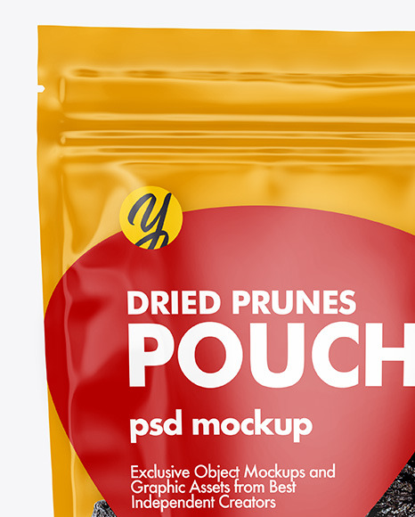 Clear Plastic Pouch w/ Dried Prunes Mockup Clear Plastic Pouch w/ Dried Prunes Mockup