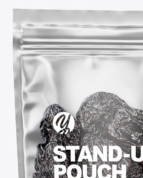 Clear Plastic Pouch w/ Dried Prunes Mockup Clear Plastic Pouch w/ Dried Prunes Mockup