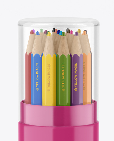 Glossy Tube w  Pencils Set Mockup PSD #6