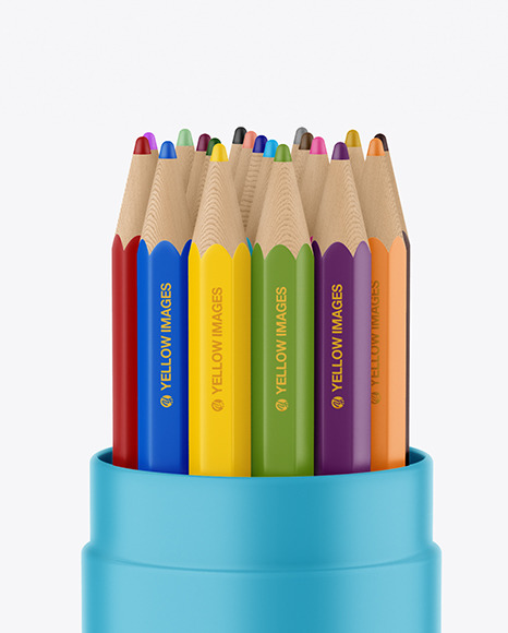 Matte Tube w  Pencils Set Mockup PSD #1