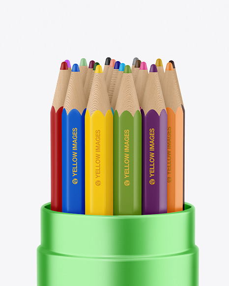 Metallized Tube w  Pencils Set Mockup PSD #1