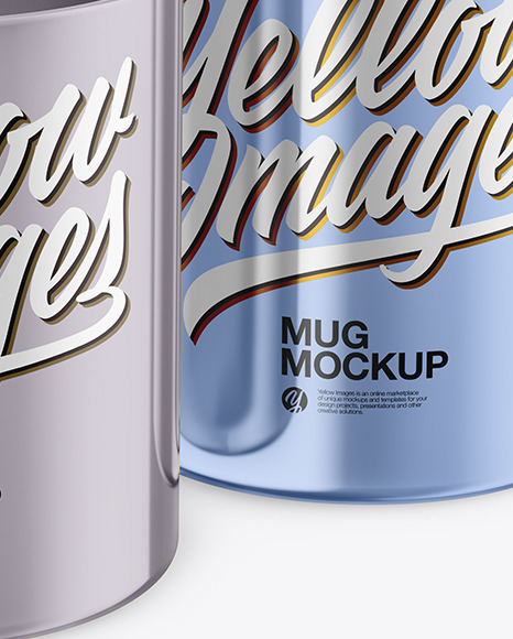 Two Matte Metallic Mugs Mockup PSD #6