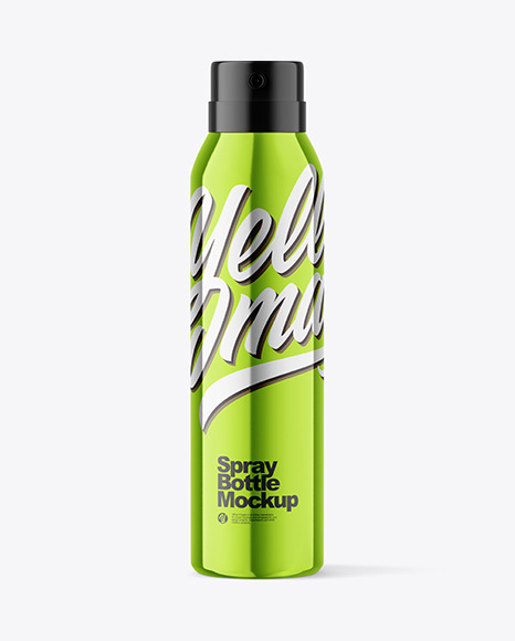 Glossy Metallic Spray Bottle Mockup