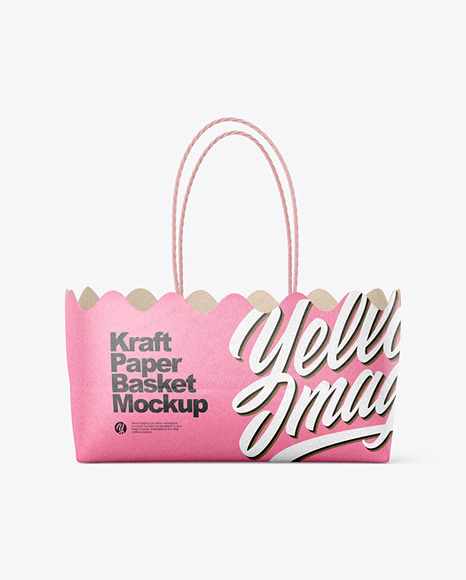 Kraft Paper Basket with Handles Mockup Kraft Paper Basket with Handles Mockup