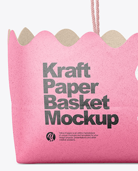 Kraft Paper Basket with Handles Mockup Kraft Paper Basket with Handles Mockup