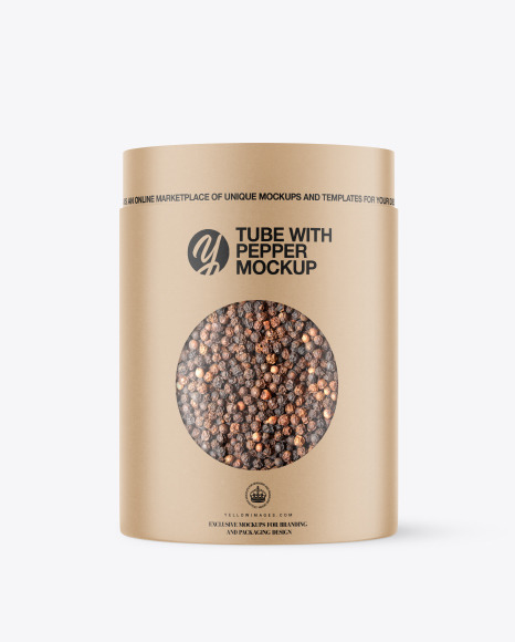 Kraft Tube with Black Pepper Mockup PSD #2