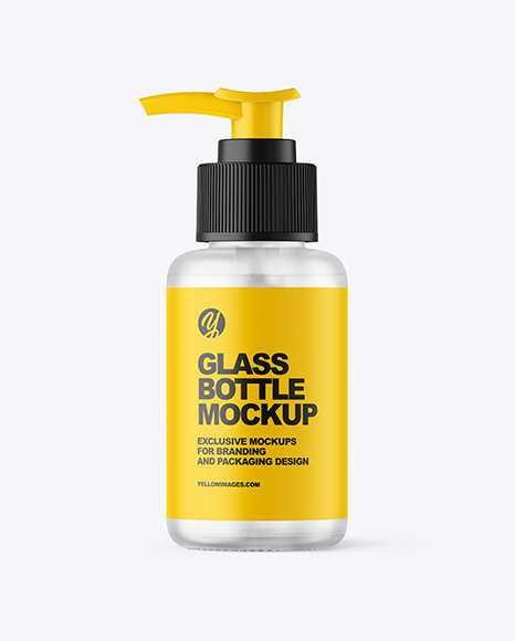 Frosted Glass Cosmetic Bottle with Pump Mockup