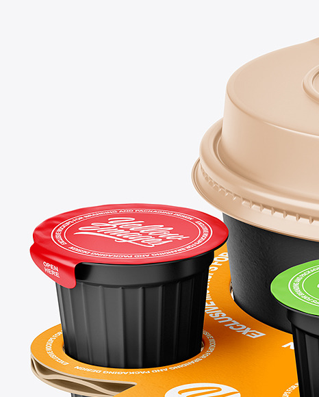 Paper Coffe Cup in Cardboard Holder Mockup Paper Coffe Cup in Cardboard Holder Mockup