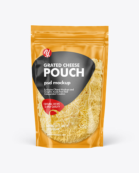 Clear Plastic Pouch w/ Grated Cheese Mockup