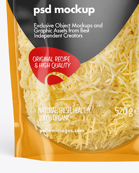 Clear Plastic Pouch w/ Grated Cheese Mockup