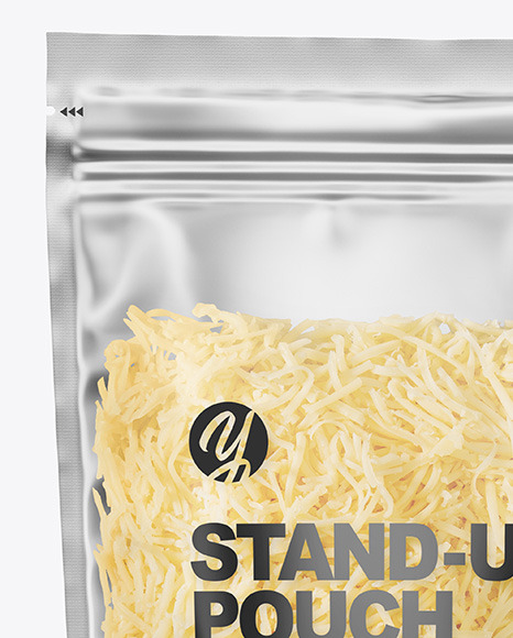 Frosted Plastic Pouch w/ Grated Cheese Mockup Frosted Plastic Pouch w/ Grated Cheese Mockup