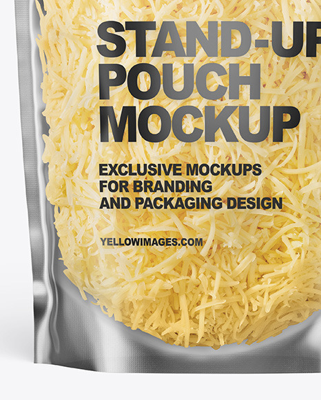 Frosted Plastic Pouch w/ Grated Cheese Mockup Frosted Plastic Pouch w/ Grated Cheese Mockup