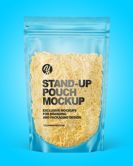 Frosted Plastic Pouch w/ Grated Cheese Mockup Frosted Plastic Pouch w/ Grated Cheese Mockup
