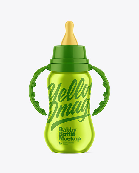 Metallic Baby Bottle Mockup PSD #2
