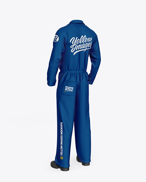 Worker Uniform (Coveralls) Mockup – Back Half Side View