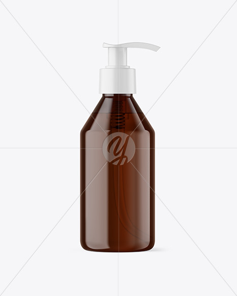 Amber Cosmetic Bottle with Pump Mockup 200 ml 91730
