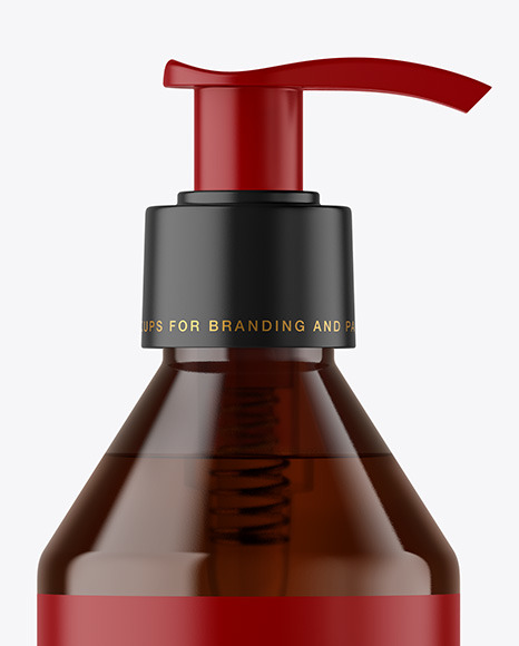 Amber Cosmetic Bottle with Pump Mockup amber bottle 91734