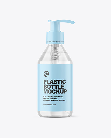 Clear Cosmetic Bottle with Pump Mockup