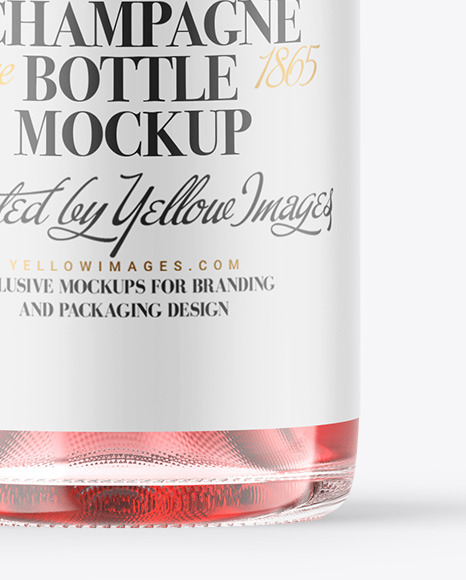 Clear Glass Pink Champagne Bottle Mockup PSD #6