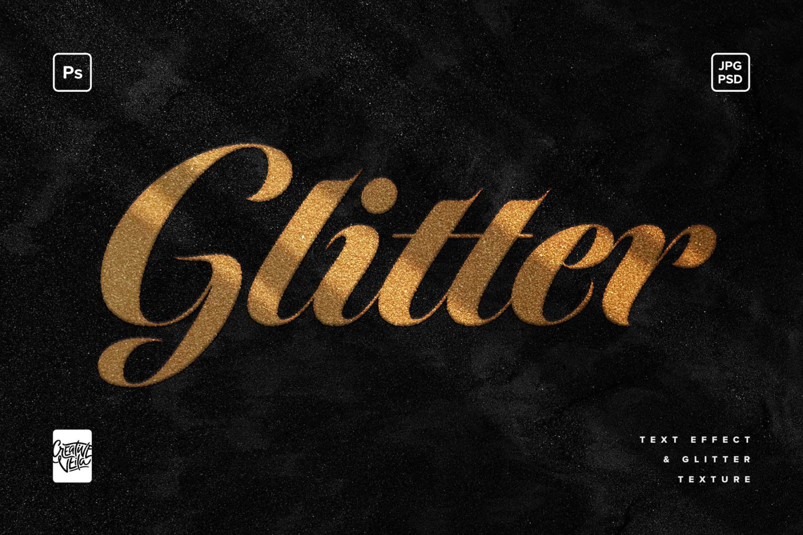 Glitter Text Effect on Yellow Images Creative Store