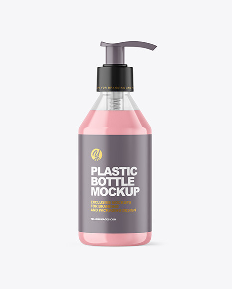 Clear Liquid Soap Cosmetic Bottle with Pump Mockup
