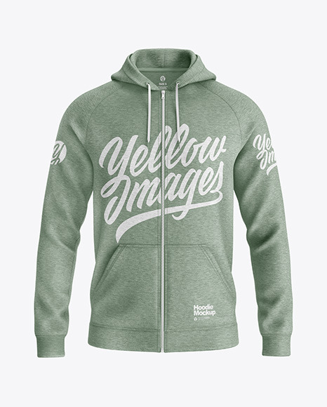 Heather Raglan Full-Zip Hoodie Mockup - Front View - Free Download ...