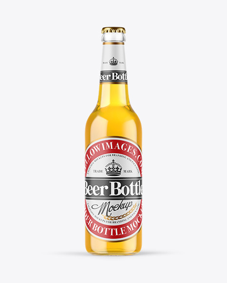 Clear Glass Lager Beer Bottle Mockup