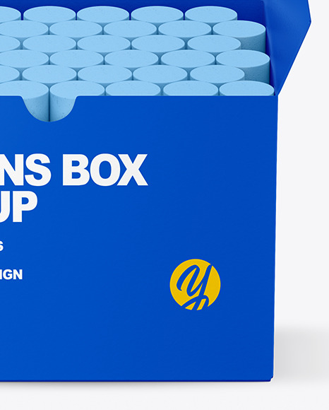 Paper Box with Crayons Mockup Paper Box with Crayons Mockup