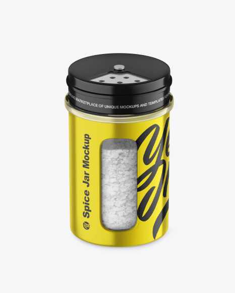 Metallic Spice Jar w Salt Mockup PSD #4