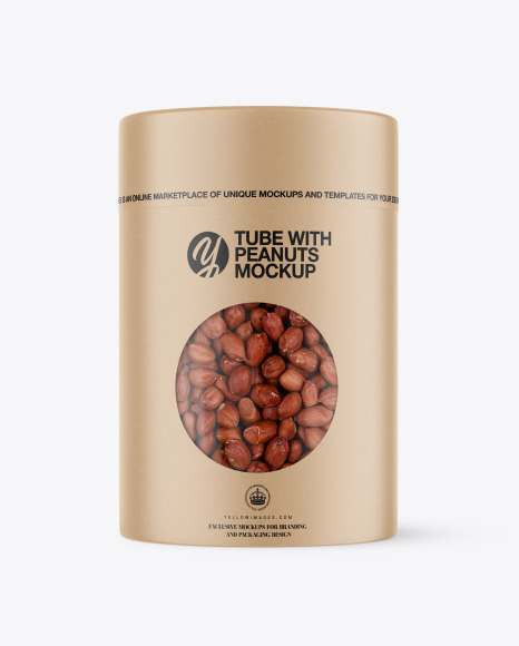 Kraft Tube with Peanuts Mockup