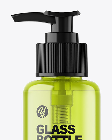 Color Glass Cosmetic Bottle with Pump Mockup Color Glass Cosmetic Bottle with Pump Mockup