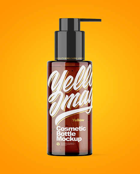 Amber Cosmetic Bottle with Pump Mockup aroma 91398