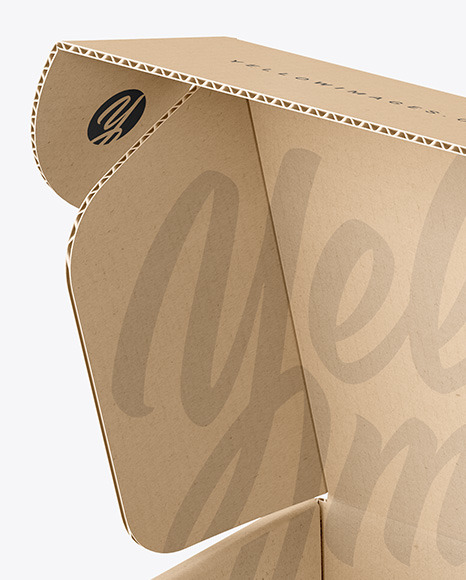 Opened Kraft Paper Mailing Box Mockup PSD #2