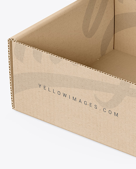 Opened Kraft Paper Mailing Box Mockup PSD #1