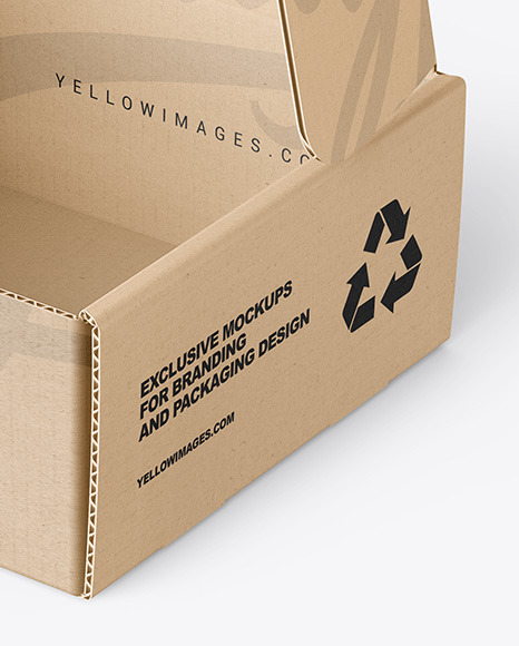 Opened Kraft Paper Mailing Box Mockup PSD #6