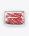 Plastic Tray With Marbled Beef Mockup
