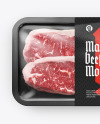 Plastic Tray With Marbled Beef Mockup