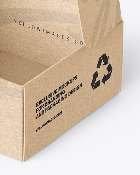 Opened Kraft Paper Mailing Box Mockup PSD #6