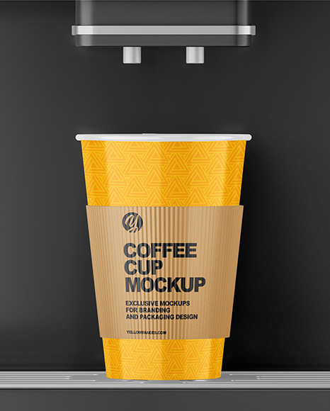 Glossy Coffee Cup with Holder and Cofee Machine Mockup PSD #4