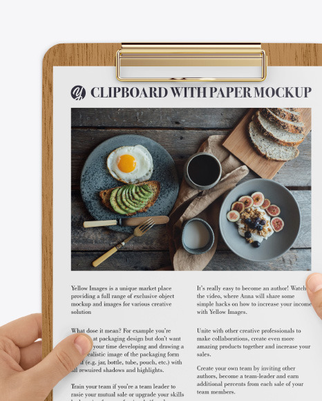 Wooden Clipboard with A4 Paper in Hands Mockup PSD #2